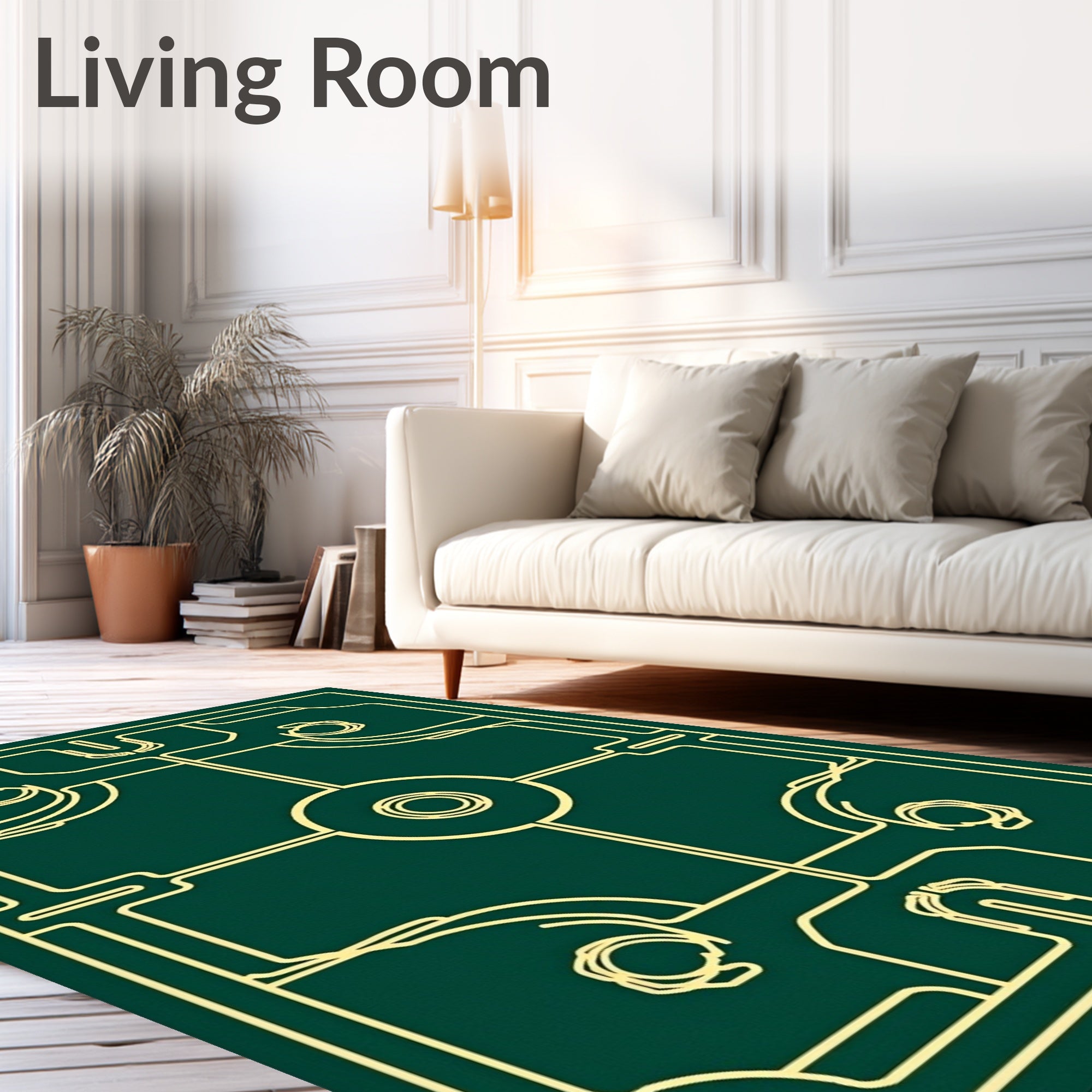 Gold Emerald Geometric Symmetry Rug