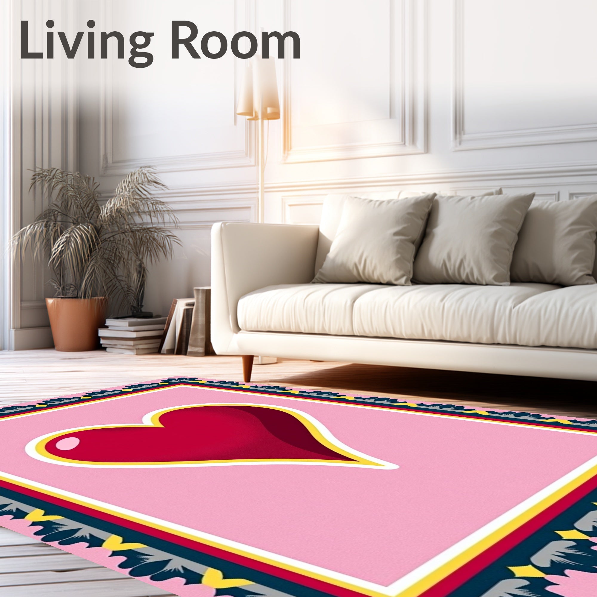 Crimson Heart Pink With BORDER Rug