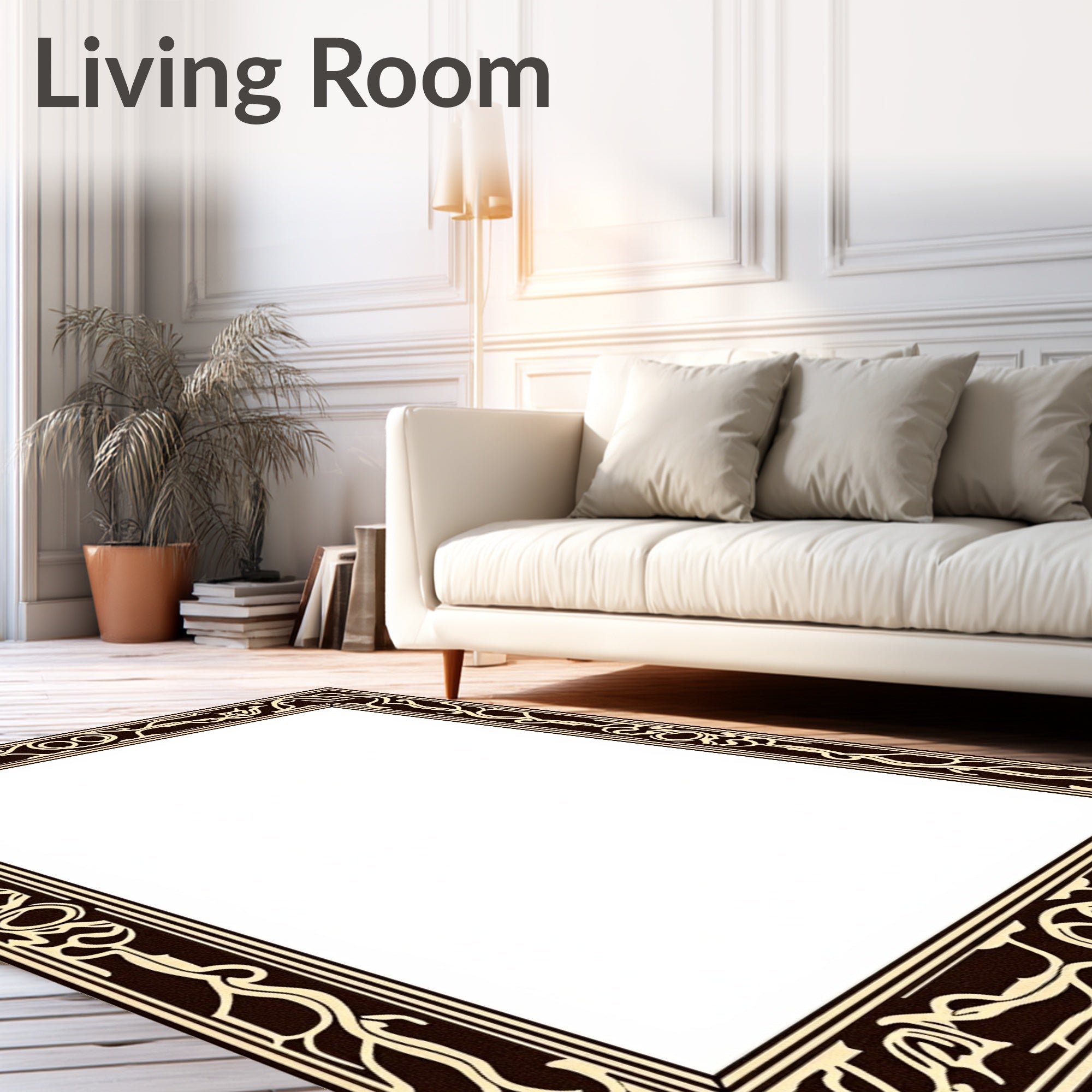 Brown and Cream Art Nouveau Vine Rug