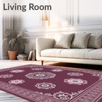 Plum Pink Floral Medallion Round Rug