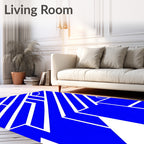 Bold Cobalt Geometric Stripe Abstract Rug