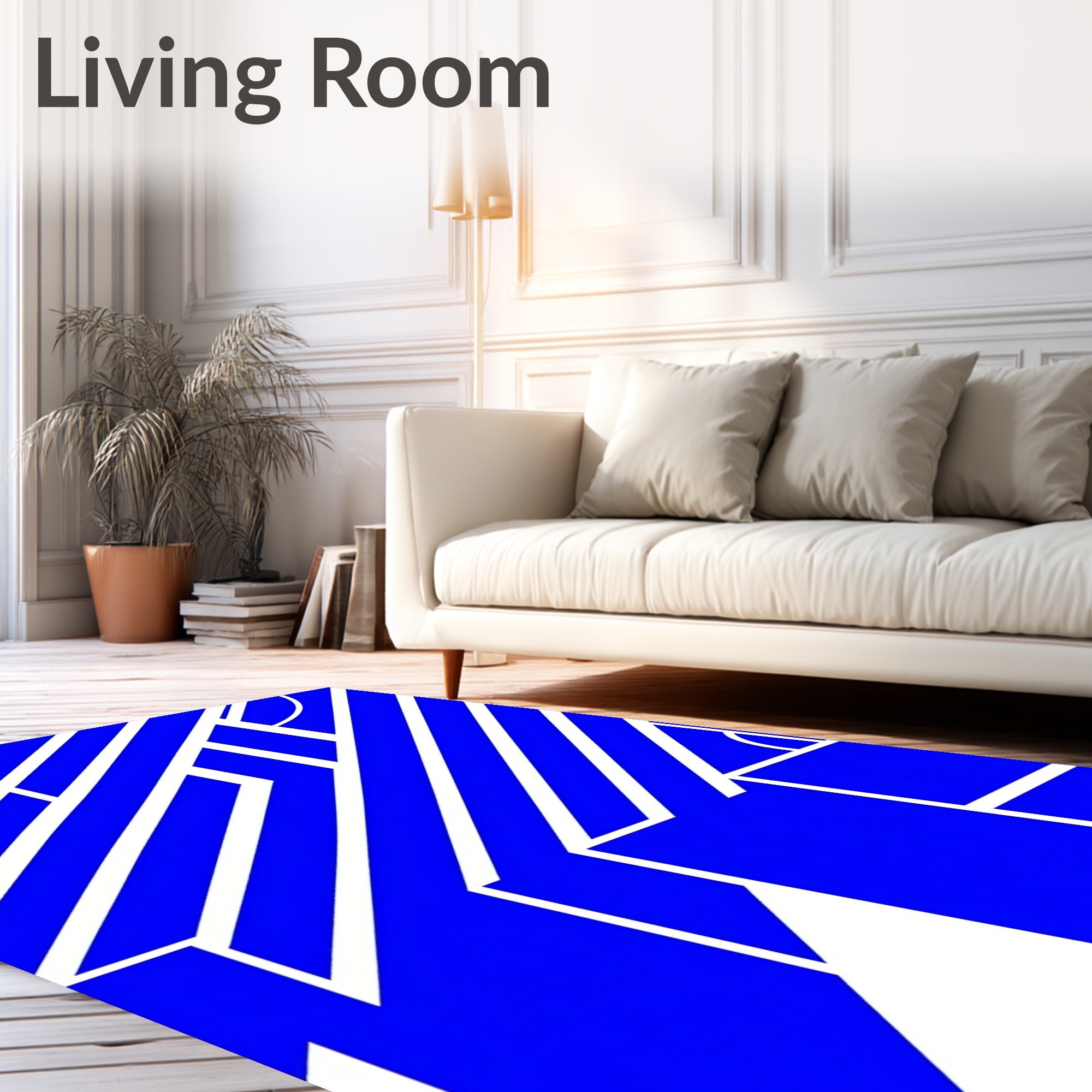 Bold Cobalt Geometric Stripe Abstract Rug