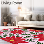 Red Poinsettia Floral Garden Rug