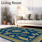 Royal Blue Golden Sunburst Garden Rug