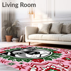Pink Floral Dog Centered Mandala Rug