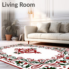 Traditional Holly Berry Festive Frame Rug