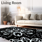 White Starburst Mandala Black Harmony Rug