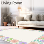 Pastel Floral Border Delight Rug