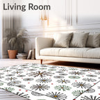 Winter Snowflake Scatter With Red Dots Rug