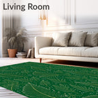 Emerald Green Golden Feather Scatter Rug