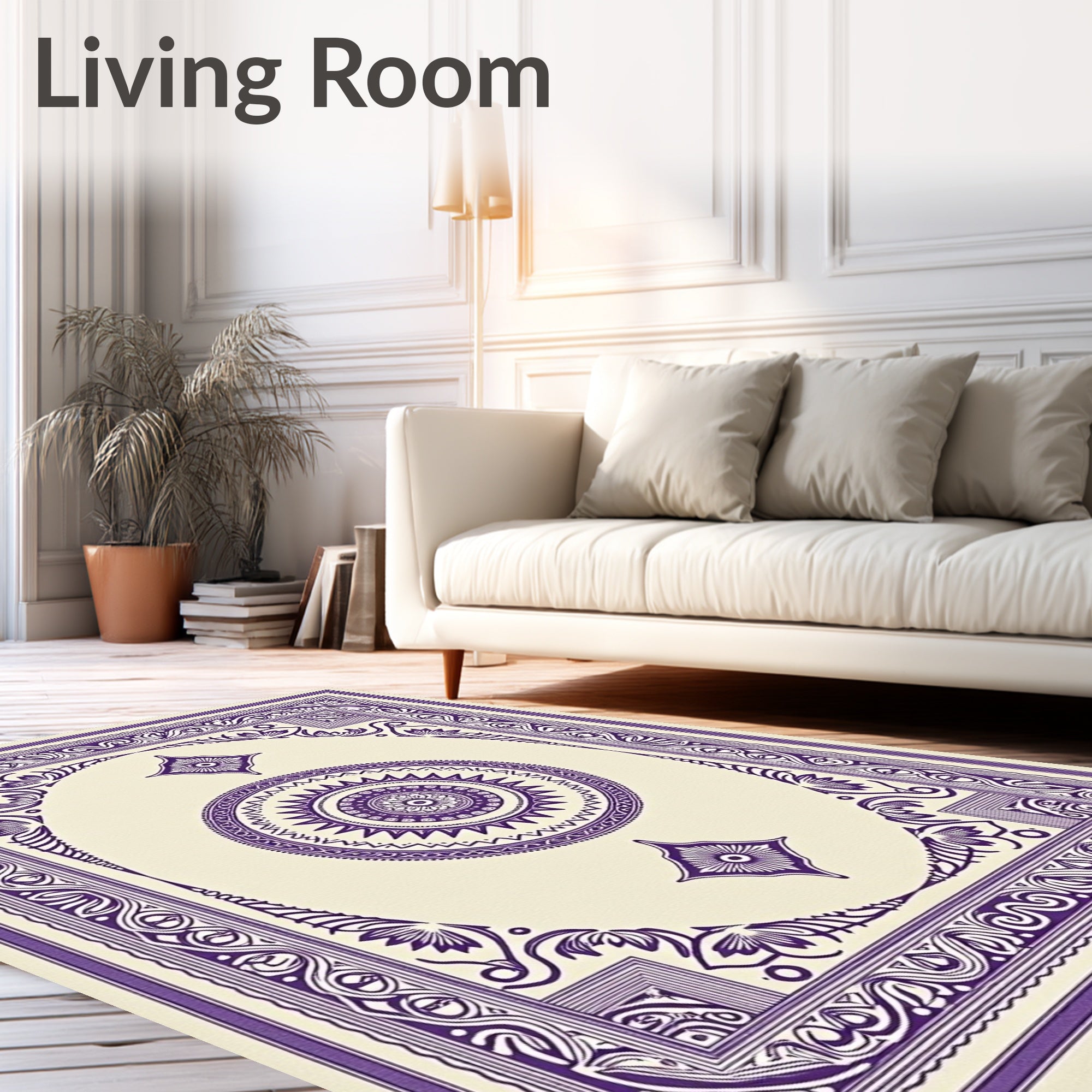Ornate Purple Medallion Centerpiece Rug
