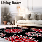 Crimson Red Starburst mandala Rug