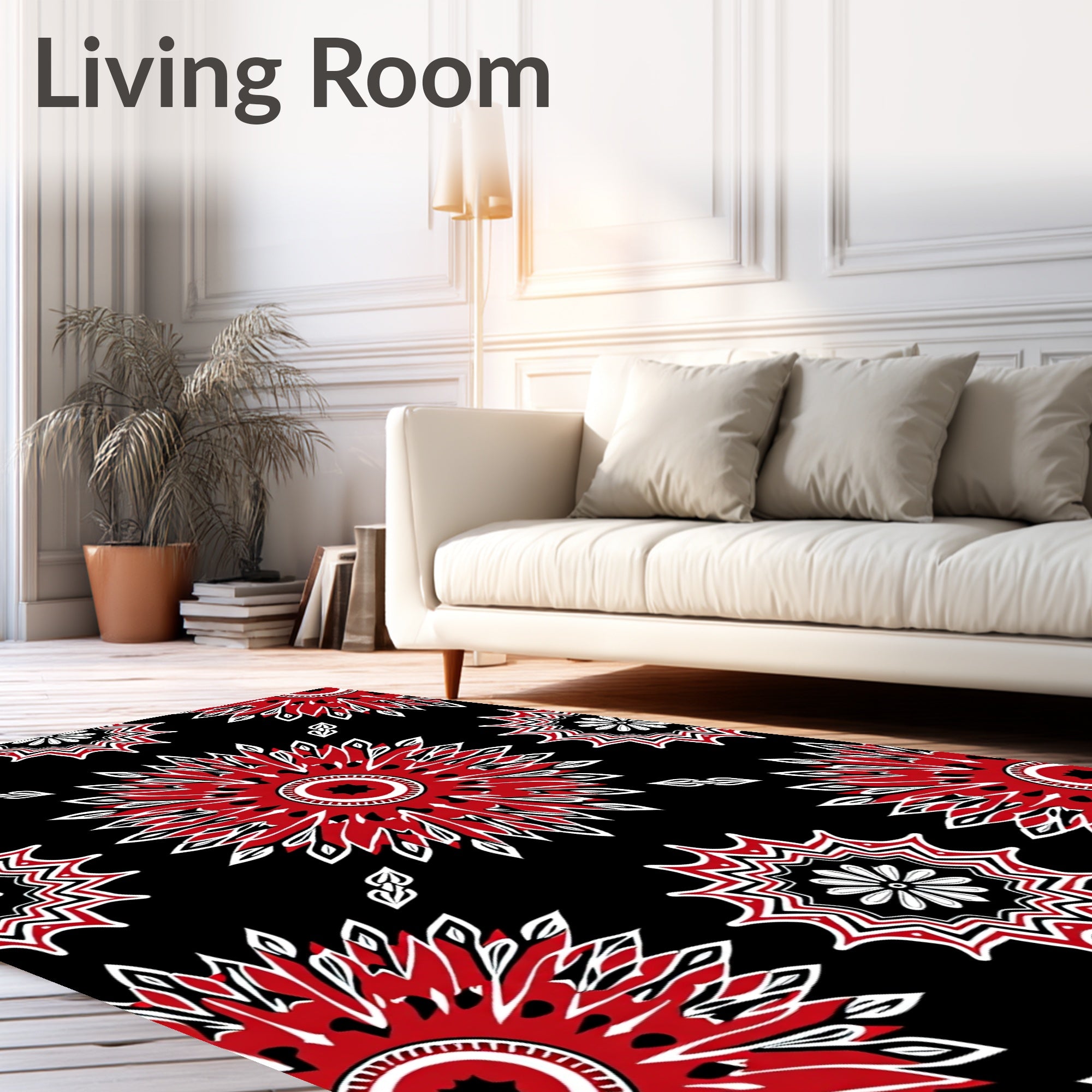 Crimson Red Starburst mandala Rug