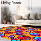 Vibrant Yellow Cartoonish Orb Collage Rug