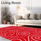 Crimson Swirls on Red Ground Rug