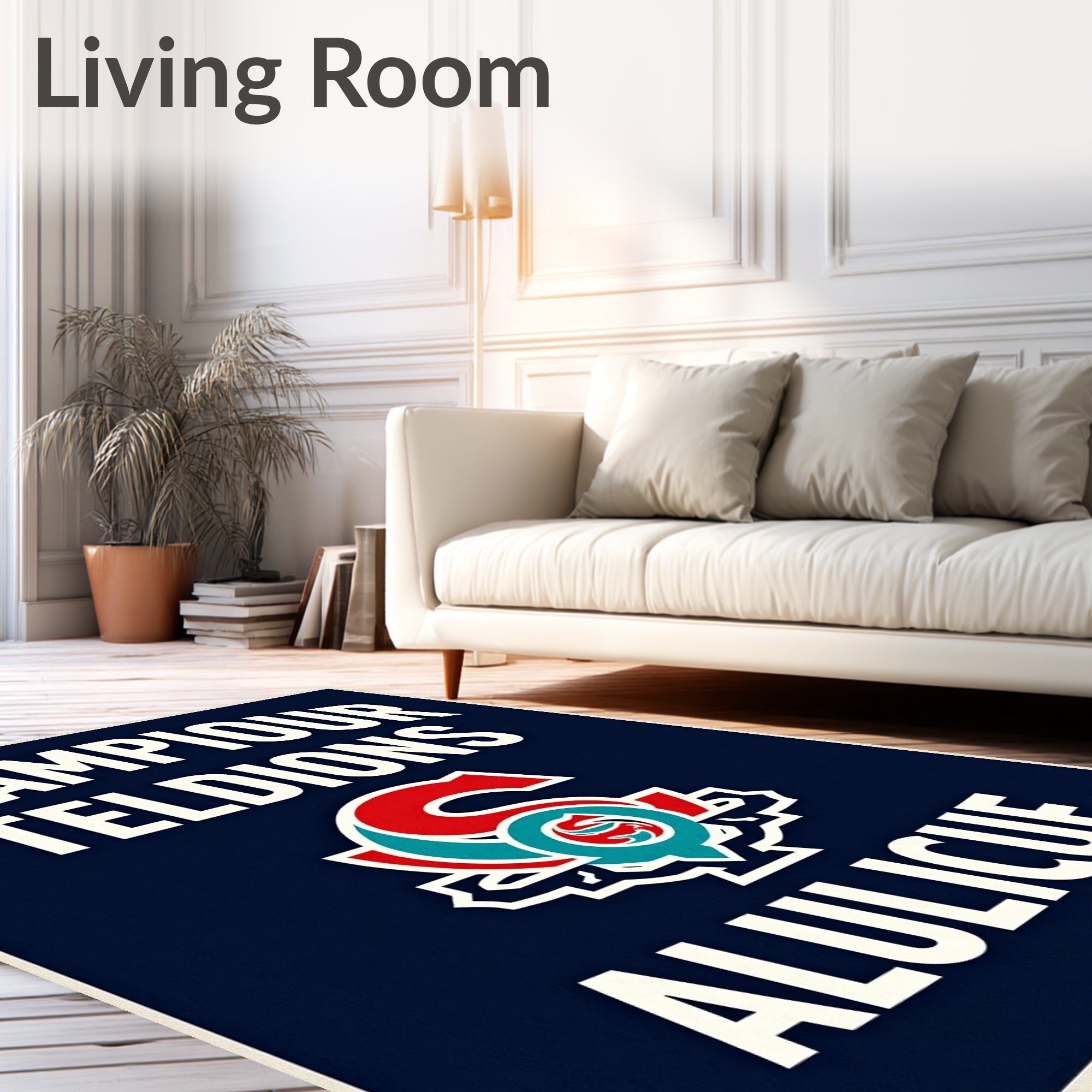 Navy Red Turquoise Emblem Rug