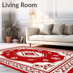 Crimson Ivory Ornate Diamond Floral Rug