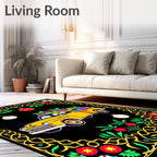 Yellow Truck Floral Holiday Christmas Rug