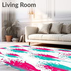 Pink Teal Drip Splash Bloom Rug