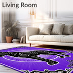 Bold Black Wolf Purple Sunburst Rug