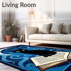 Mystical Black Cat Crescent Moon Rug