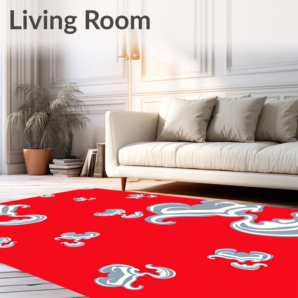Crimson Swirling Cloud Abstract Rug