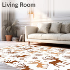 Brown and Tan Reindeer Festive Snowflake Collection Rug