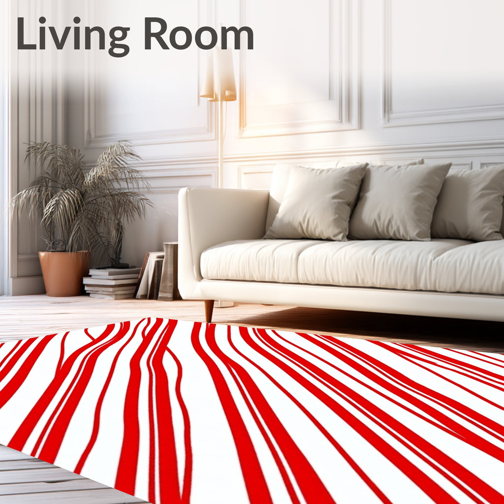 Bold Red White Striped Canvas Rug