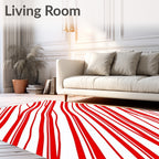Bold Red White Striped Canvas Rug