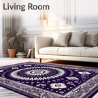 Deep Plum Sunburst Mandala Accent Rug