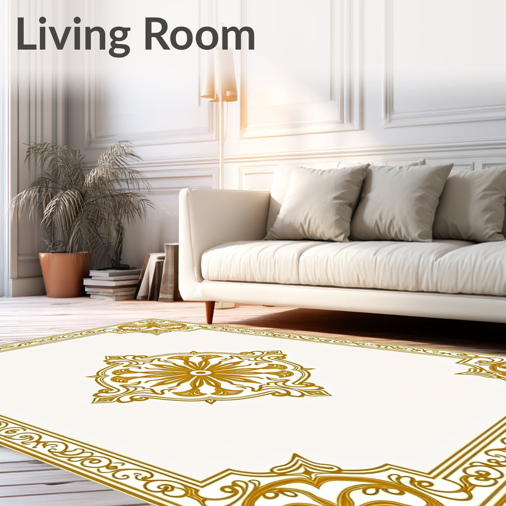 Gilded Floral Medallion Border Rug
