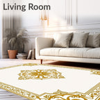Gilded Floral Medallion Border Rug