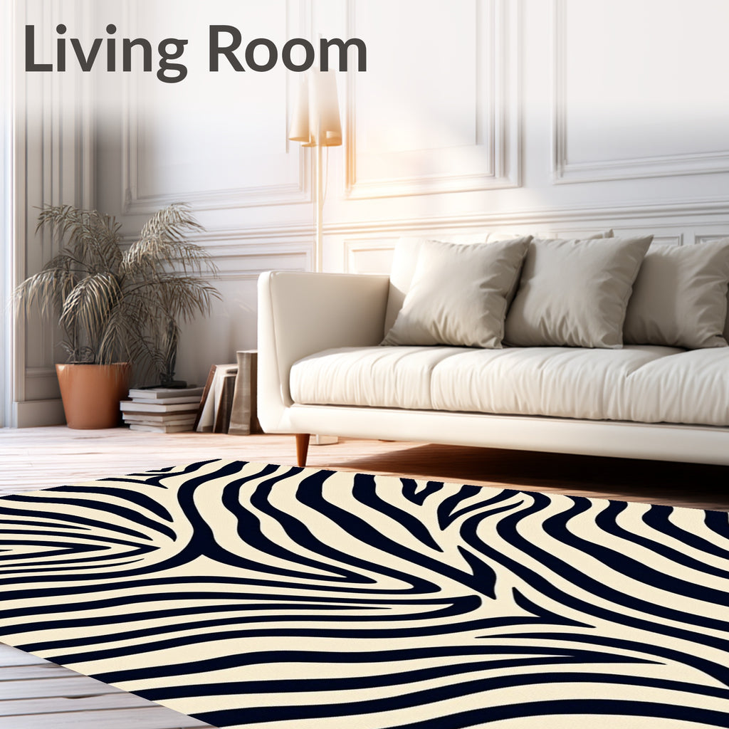 Cream Black Animal Stripes Rug
