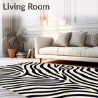 Cream Black Animal Stripes Rug