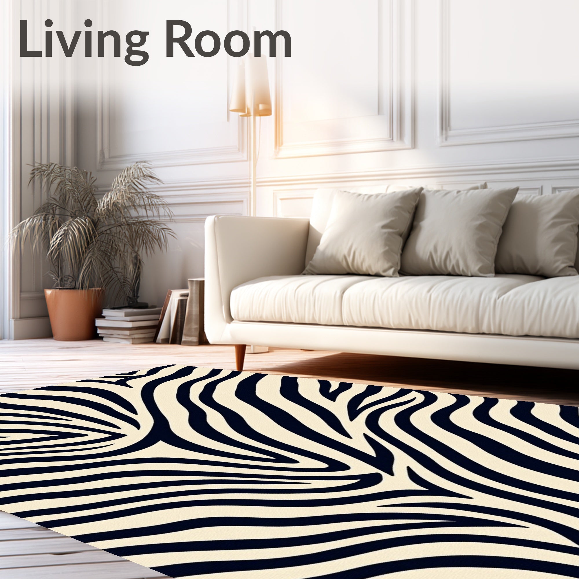 Cream Black Animal Stripes Rug