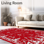 Crimson White Folk Art Blossom Rug