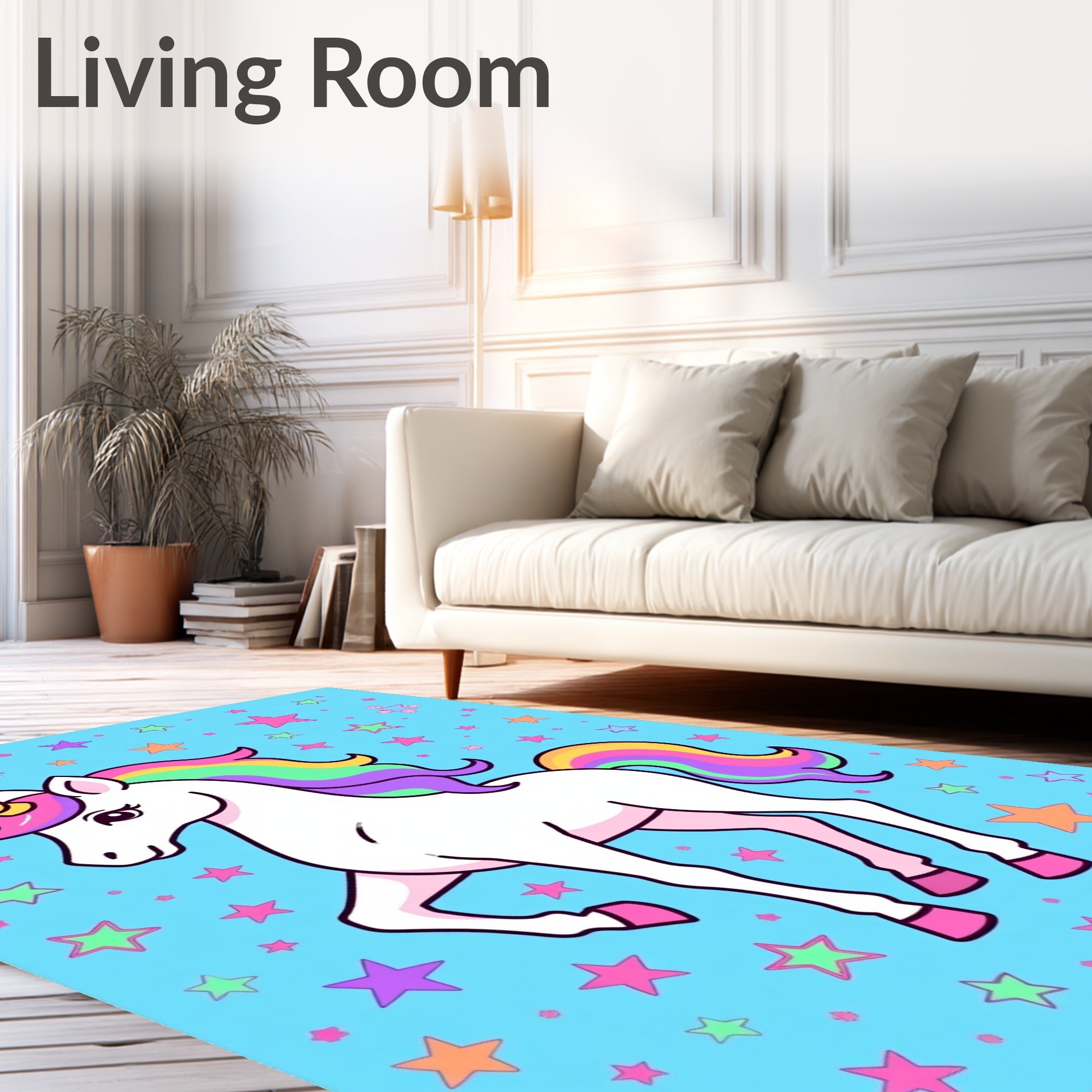 Rainbow Unicorn Starry Sky Rug