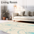 Elegant Teal Peacock Feather Outline Rug