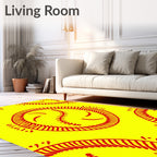 Red Baseball Yellow Graphic Repeat Rug
