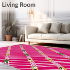 Playful Pink Striped Characters Rug