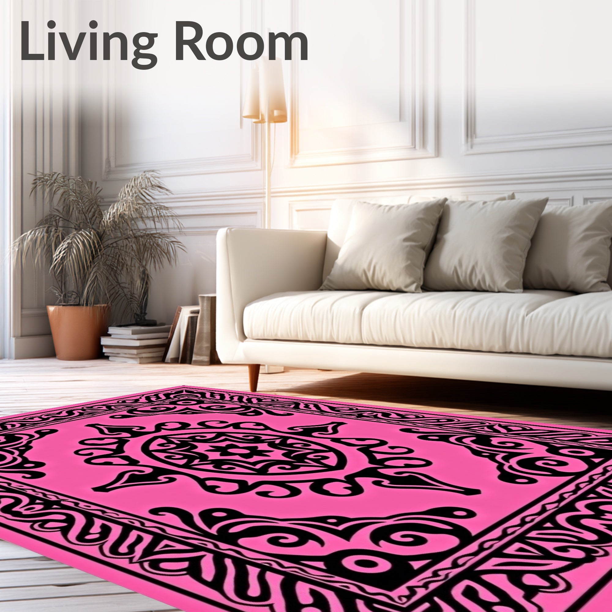 Bold Hot Pink Tribal Medallion Rug