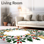 Festive Green Holly Berry Garland Rug
