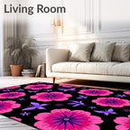 Pink Purple Floral Butterfly Garden Rug