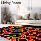 Bold Red and Yellow Ornate Mandala Rug