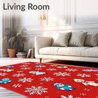 Crimson Snow Kids and Flakes Rug