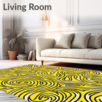 Vibrant Yellow Swirl Flow Rug