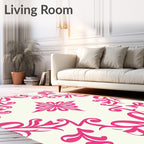 Bright Pink Floral Swirls Medallion Rug