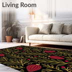 Crimson Berry Leafy Branches Rug