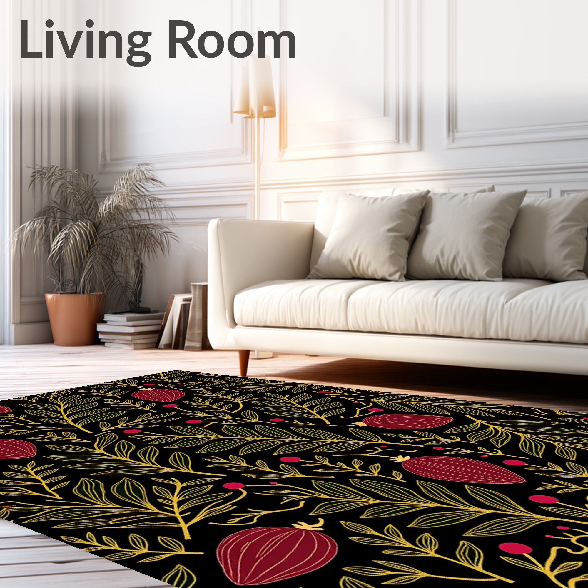 Crimson Berry Leafy Branches Rug