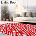 Red White Swirl Starburst Streamer Rug